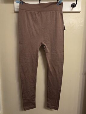 Chances R Fleece Lined Leggings 1X/2X Plus Size Brown Seamless High Waisted